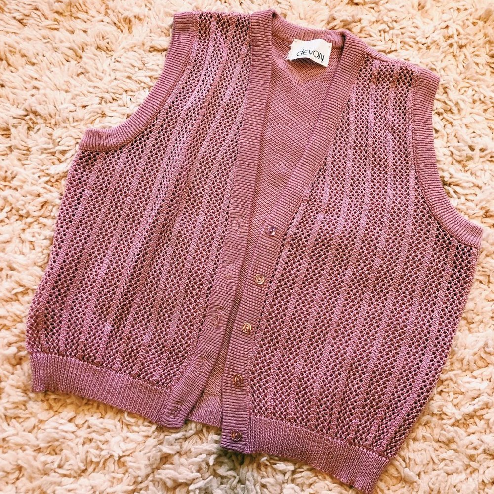 Vintage Devon Lilac Pink Sleeveless Vest